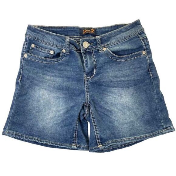 SEVEN7 Denim Shorts Embroidered Pockets Women’s Size 6 - Picture 1 of 8